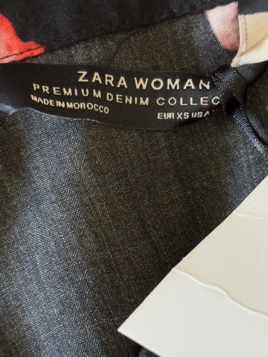 Zara  Dolly Black & Red Poppies Dress Fit and Flare Long Sleeve Shirt Dress XS - Picture 8 of 12